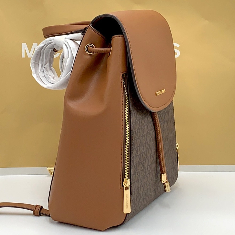 MICHAEL KORS PHOEBE MEDIUM DRAWSTRING BACKPACK BROWN SIGNATURE COLOR - Picture 6 of 16